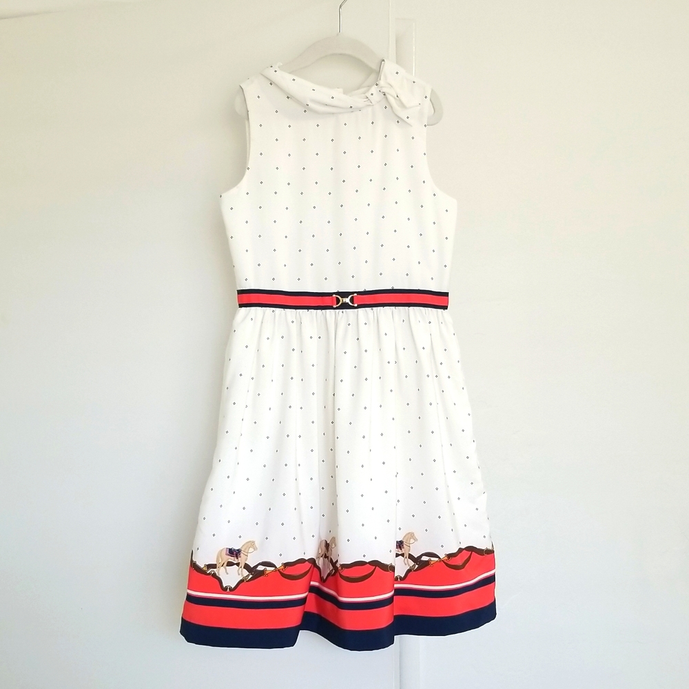 Janie and Jack Girls Sleeveless Dress with Horses